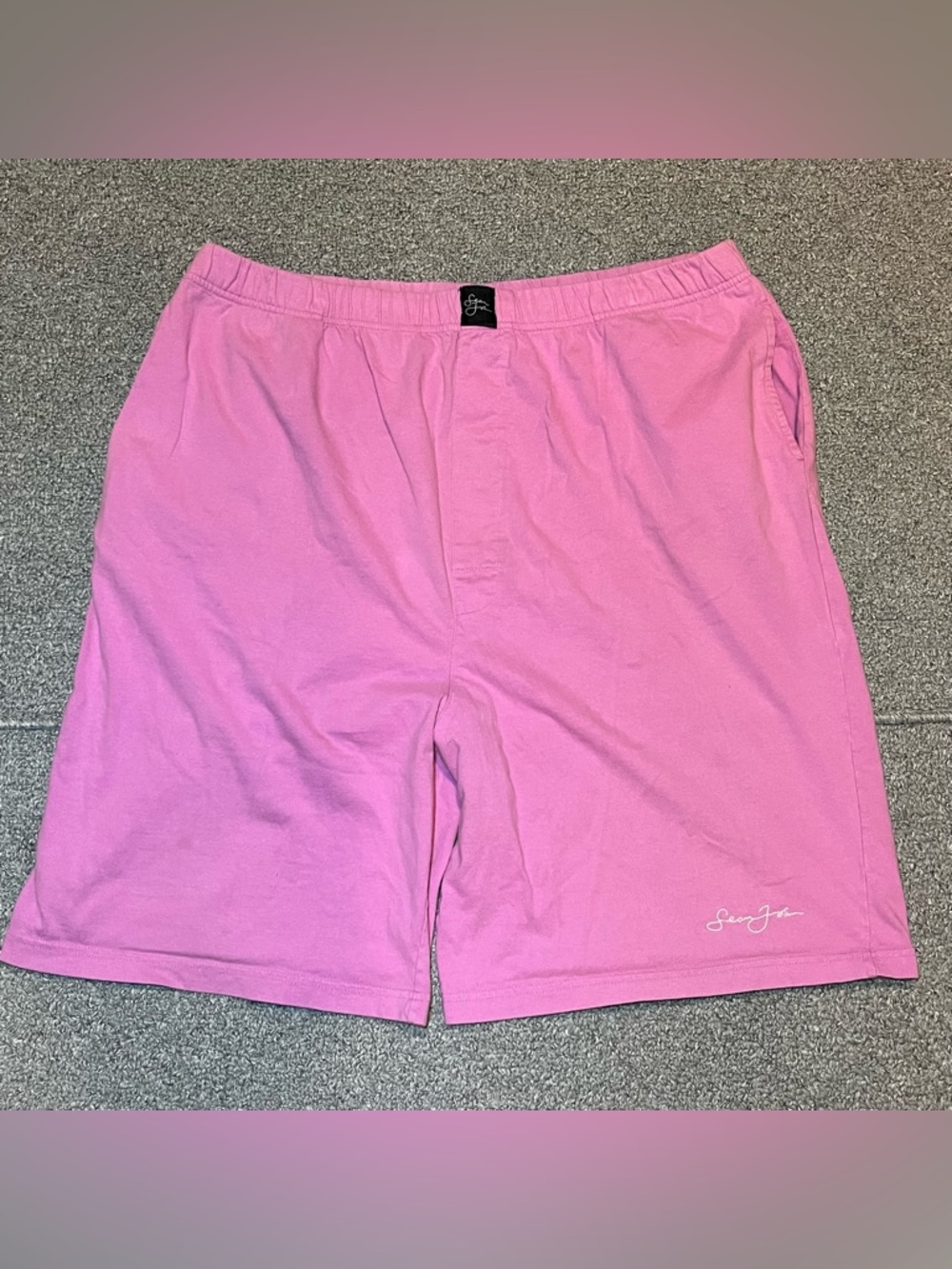 Vintage Sean John Shorts Mens Size 3XL Lavender Knit Long Baggy 100% Cotton